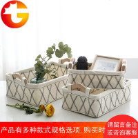 日式木柄提手毛毡收纳筐杂物置物篮布艺储物篮方形毛毡筐布艺收纳