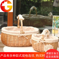 藤编收纳筐收纳篮购物篮小竹篮礼品篮柳编水果篮手提买菜篮子田园