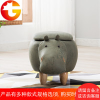 换鞋凳创意实木河马穿鞋凳子动物设计储物矮凳坐墩搁脚装饰沙发凳