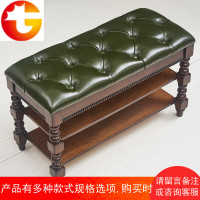 鞋架换鞋凳鞋柜美式实木真皮凳收纳凳欧式组装储物凳可坐穿鞋凳子