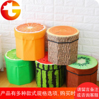 家用绒布水果凳储物凳创意收纳凳玩具收纳箱小凳子换鞋凳储物箱