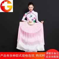 真丝舞蹈扇子 双面胶州扇 秧歌扇子竹骨标准跳舞扇子表演扇子粉色