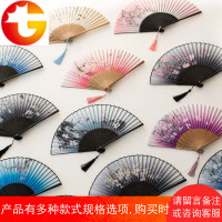 杭州表演古风儿童黑色京剧折扇中国风桃花走纸扇子花旦戏曲古典舞