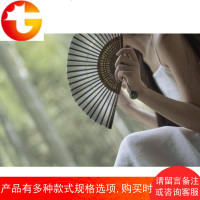 6.5寸 礼品扇折扇棉麻扇子 和风女扇折叠扇两截扇两节男女扇 水墨