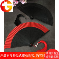 中国风复古风日式和风折扇子雕刻麦穗纯色红色女士舞蹈扇便携小夏