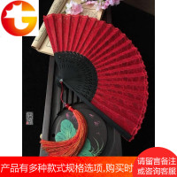 中国风COS大红色扇子蕾丝扇日式折扇子女士舞蹈扇古典古风鞠婧祎