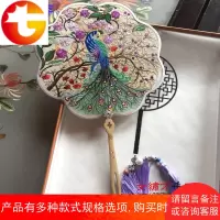 苏绣纯手工刺绣宫扇双面绣花扇子精品工艺新娘中式婚礼中国风团扇