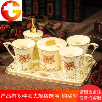 欧式卫浴五件套浴室用品卫生间陶瓷洗漱套装漱口杯牙刷牙具杯套件