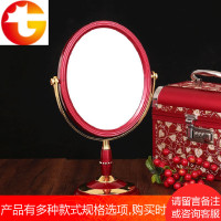 化妆镜台式双面便携镜新娘红色梳妆镜结婚镜子婚庆用品