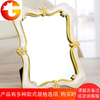 宫廷镜子化妆镜台式折叠美容梳妆镜大号欧式相框公主镜便携随身镜