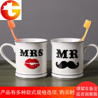 创意情侣漱口杯欧式刷牙杯陶瓷洗漱杯套装牙刷杯子牙缸简约带手柄