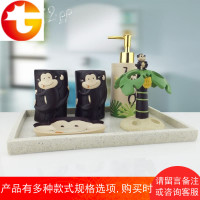 儿童卡通卫生间洗漱套装卫浴五件套浴室漱口杯用品猴子牙具套件