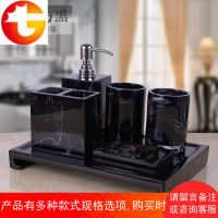 欧式简约浴室用品套件卫浴五件套创意洗漱套装皂盒牙具套装带托盘
