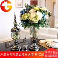 欧式美式家居装饰品玻璃花瓶摆件透明客厅家用干花插花餐桌摆设