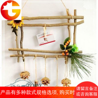 创意手工壁挂松果木片藤圈挂件圣诞装饰干花莲蓬 仿浆果干树枝