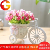 藤编家居装饰客厅餐桌创意饰品花器花篮摆件假花绢花自行车花车