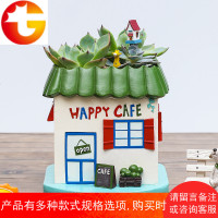 田园创意复古小屋房子多肉植物花盆装饰品个性肉肉微景观盆栽花器