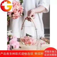 手提玻璃铜钱草水培瓶英文字母花盆创意插花瓶收纳罐子