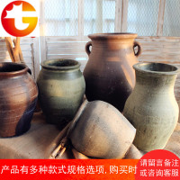 手工粗陶陶罐坛子 多肉花器花瓶花盆 土陶仿古陶瓷 复古摆件