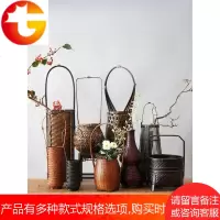 手工竹艺竹编花篮 中华花艺中式插花花器 日式花道复古禅意插花篮