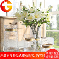美式轻奢玻璃花瓶透明插花客厅摆件餐桌水培百合直筒装饰花器北欧