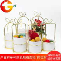 ins金丝笼陶瓷金属花架包装材料多肉花器喷金花翁DIY创意