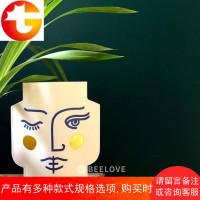 INS人脸纸花瓶可水洗牛皮纸防水鲜花花器家居水培干花装饰摆件