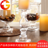 葫芦状欧式玻璃烛台郁金香风灯广口梯式装饰碗摆件特