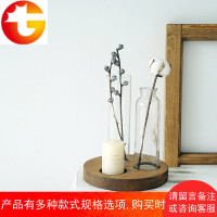 原木做旧烛台 圆形造型托盘 森系甜品台摆件纸杯蛋糕托盘摄影道具