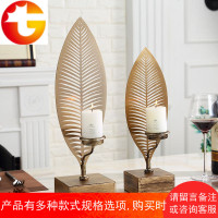 新中式样板间软装轻奢复古蜡烛台欧式客厅玄关装饰品餐桌金属摆件