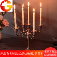 欧式复古五头合金蜡烛台浪漫烛光晚餐道具家居客厅餐桌装饰品