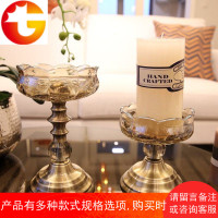 新古典欧式婚房客厅样板房装饰品摆件 现代玻璃烛台结婚礼品摆设