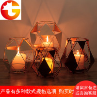 欧式简约几何铁艺蜡烛台家居客厅书房装饰品浪漫烛光晚餐道具摆件