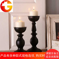 烛台欧式复古黑色铁艺蜡烛台创意简约浪漫烛光晚餐餐桌面烛台摆件