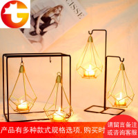 北欧创意ins金属摆件现代简约烛光晚餐道具浪漫餐桌情人节蜡烛台