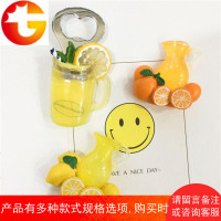 创意磁铁开瓶器冰箱贴 柠檬果汁瓶起子 橙子柠檬果汁磁贴家居饰品