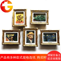 [大闸蟹]梵高向日葵冰箱贴 星空 金色框旅游纪念品磁性贴