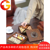 新年糖果盒双层瓜子盘客厅干果盘带盖木质创意家用分格零食收纳盒
