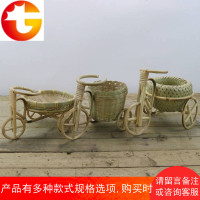 创意竹编迷你三轮车竹篮果篓藤编竹篓筐水果篮收纳篮装饰摆设道具