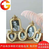 天使相框 画框 原创浮雕欧式复古做旧金色树脂像框饰品摆件3寸6寸