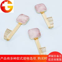 [] 北欧轻奢黄铜水晶挂钩粉晶衣帽钩卫生间厨房毛巾装饰挂钩