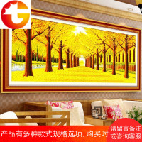 印花十字绣黄金满地全景刺绣全绣 客厅大幅风景棉线线绣
