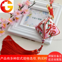 十字绣珠绣材料包红色牡丹平安福汽车车饰车挂简单手工小挂饰