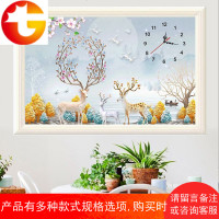 5D钟表钻石画满钻十字绣小幅小件客厅餐厅鹿点贴卧室