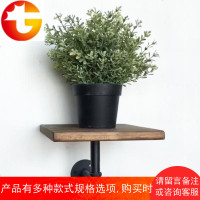 实木隔板理发店墙上置物架壁挂墙壁花架子服装店复古铁艺搁板装饰