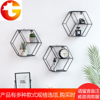 北欧风卧室客厅墙上家居置物架ins装饰架墙挂创意六边形房间壁挂