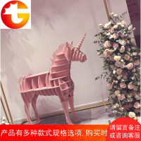 创意独角兽置物架大马书架麋鹿动物造型时尚设计软装家具装饰摆件