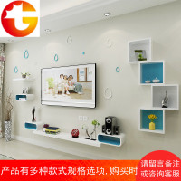 机顶盒墙上置物架电视背景墙装饰架卧室创意格子墙壁挂柜客厅隔板