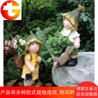 美式户外园林庭院男孩女孩子推车花盆花园景观幼儿园摆件装饰品