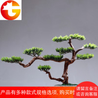 迎客松摆件根雕罗汉松盆栽景观办公室柜台软装饰品玄关电视柜家居